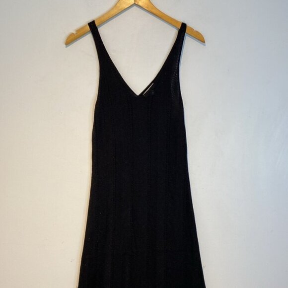 NWT Hunter and Brown pointelle black metallic maxi tank dress size medium - Picture 2 of 9